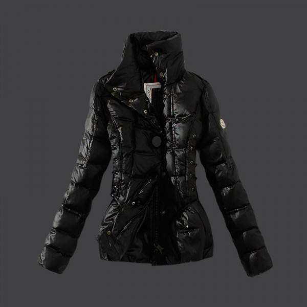 Moncler Donna Giù cappotto stand Collare Nero Presa M1039